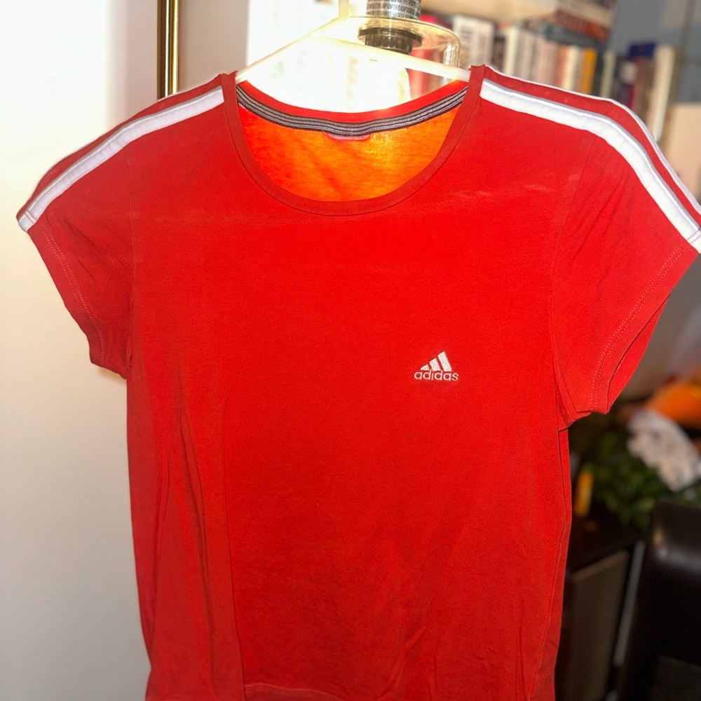 Adidas Red Tee with White Accents